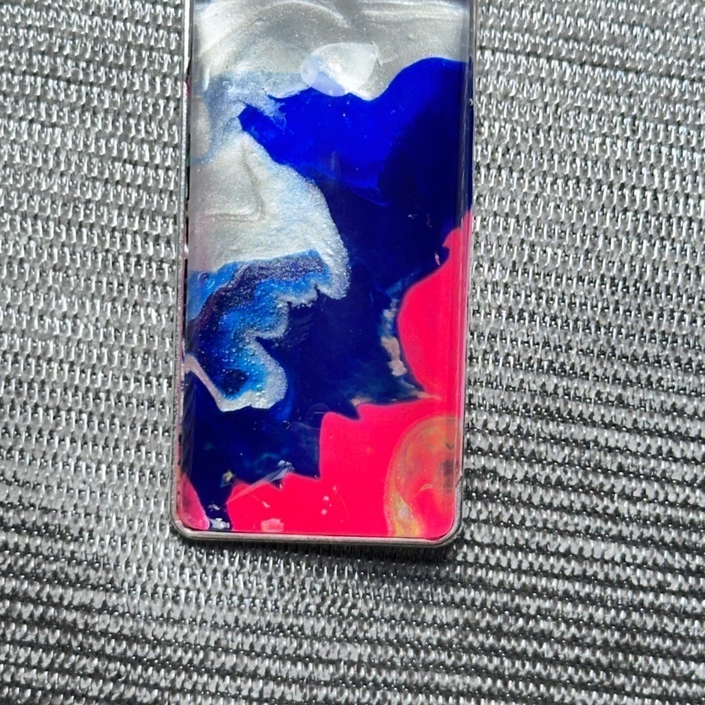 Pendant Necklace Artisan Unique OOAK Handmade Hand painted 2x1  abstract  4174 B